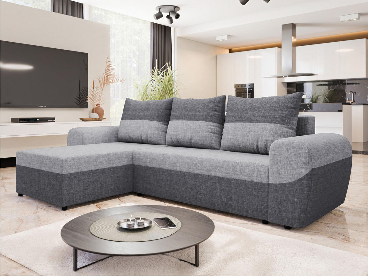 ECKSOFA Mader - Dunkelgrau/Schwarz, Holz/Kunststoff (260/140cm) - MIRJAN24
