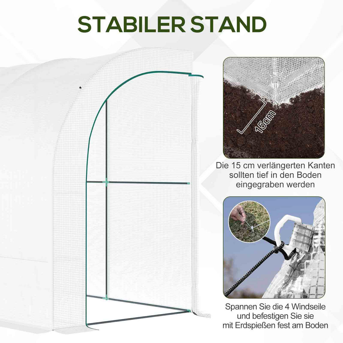 GEWÄCHSHAUS aus Kunststoff 300x150x213 cm in Weiß mit Regalen - Weiß, Kunststoff (150/213/300cm) - Modfu