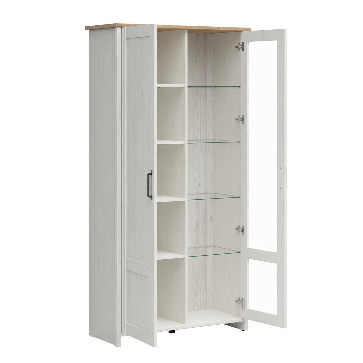 GESCHIRRSCHRANK Aksel Weiß und Holz - Weiß, Holzwerkstoff (102/201/43cm) - Petits-meubles