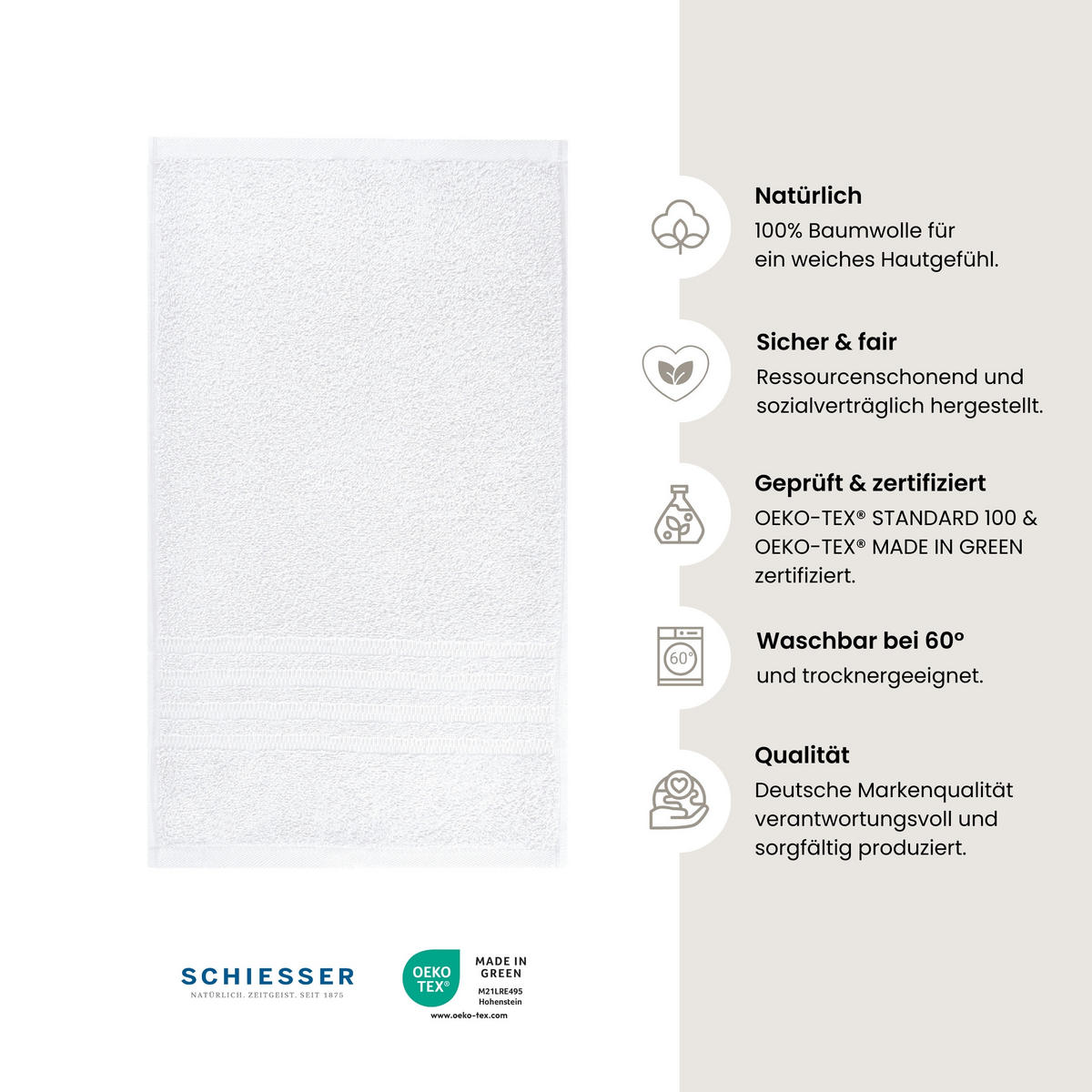 GÄSTETUCHSET Milano - 5-teilig - 30 x 50 cm - Weiß - Weiß, Textil (30/50cm) - SCHIESSER