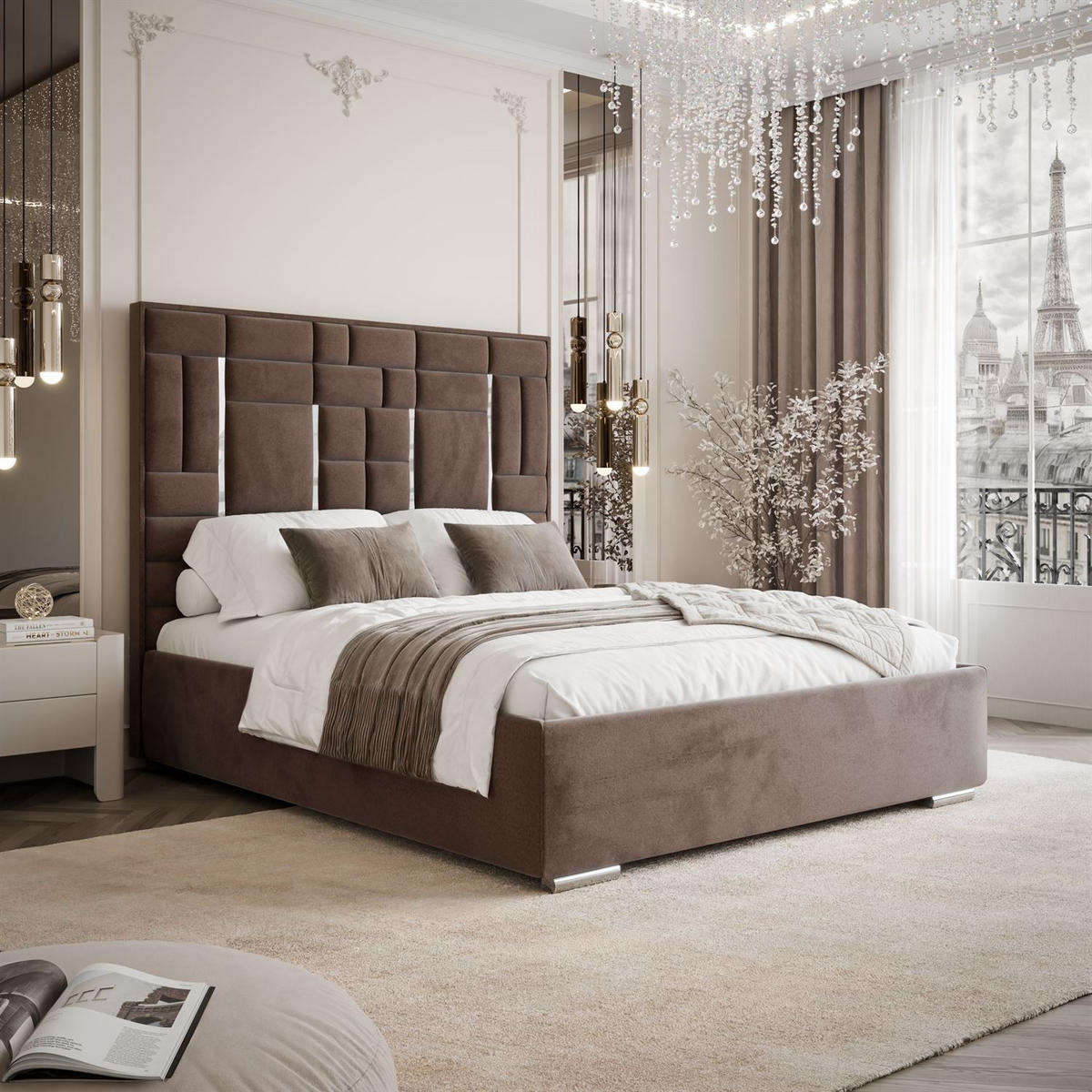 POLSTERBETT BRIGITTE SILVER mit Bettkasten 160x200 cm Element 25 - Braun, Textil (160/200cm) - Lookway