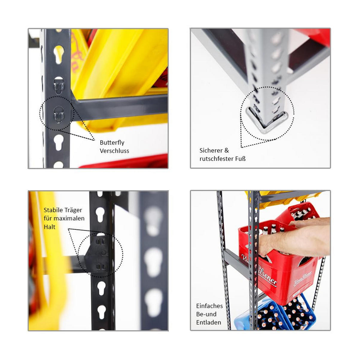 GETRÄNKEKISTENREGAL High Big Camel 200x80x30 cm Anthrazit - Anthrazit, Metall (80/200/30cm) - PROREGAL