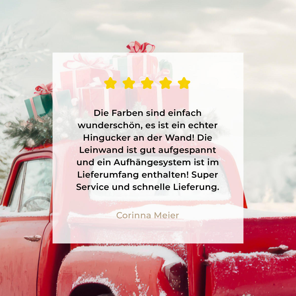 LEINWANDBILD Auto - Rot - Geschenke - Winter - Schnee - Weihnachten 40x60 cm - Rot, Textil (40/60cm) - MuchoWow