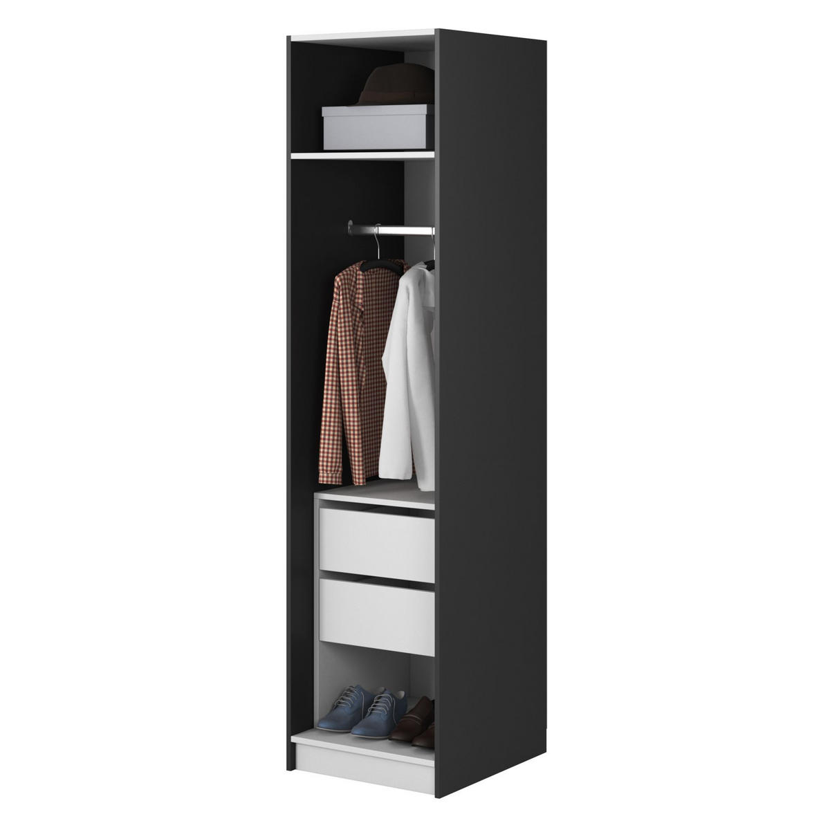 KLEIDERSCHRANK Moonir Schwarz 50 cm - Goldfarben/Schwarz, Holzwerkstoff/Metall (50/200.5/57cm) - Selsey