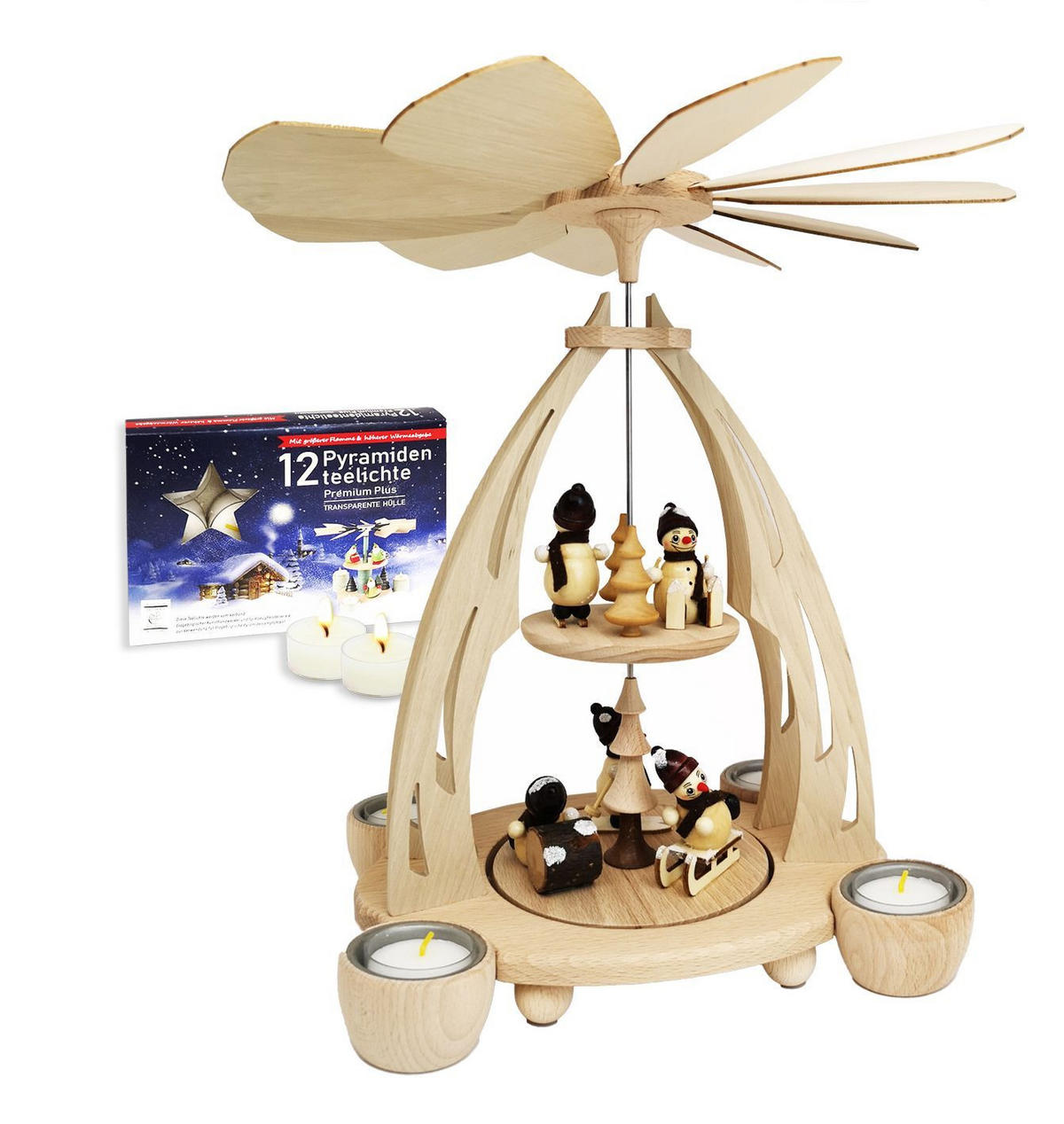 PYRAMIDE Schneemänner 20/24/35 cm - Multicolor, Holz (0.1/35/0.1cm) - Dekoteam24