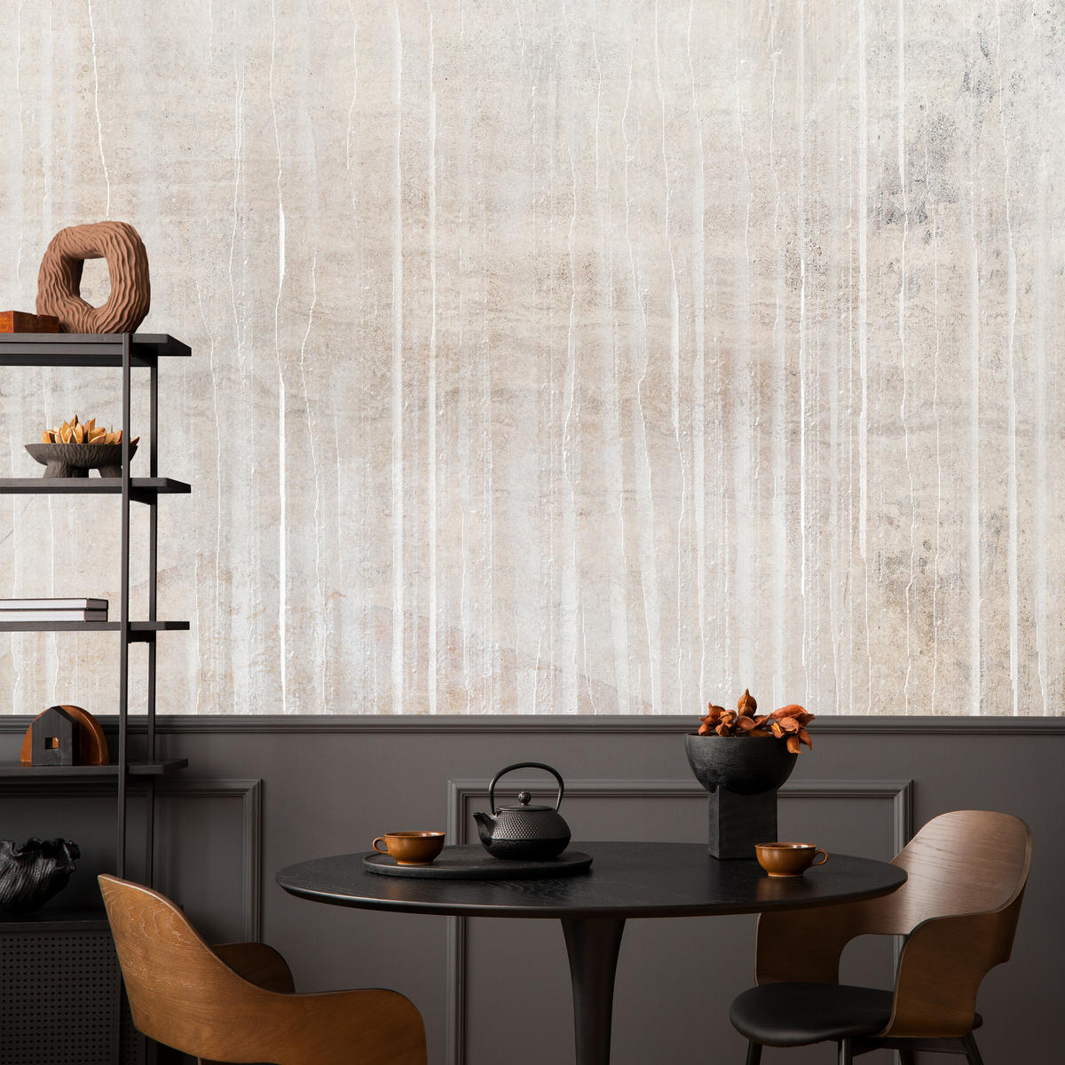 FOTOTAPETE für Schlafzimmer Beton Optik Abstraktion Boho Vintage Retro Natürlich 300x210 - Beige/Braun, Papier (300/210cm) - Muralo