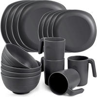 GESCHIRRSET 16-teiliges Set PP unzerbrechlich für 4 Personen - Grau, Kunststoff (240/7.6/240cm)