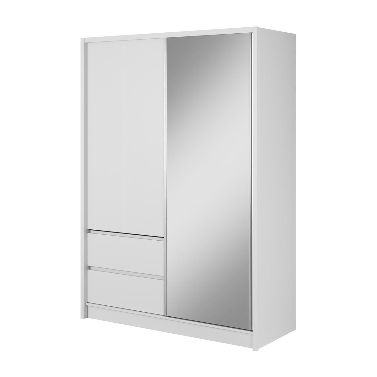 SCHWEBETÜRENSCHRANK SABRINA 154/214/62 cm 3-türig mit Spiegel Weiß - Weiß, Holzwerkstoff (154/214/62cm) - MASSENO