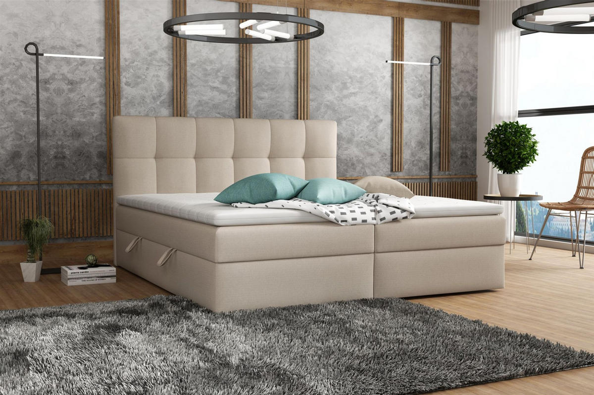 BOXBETT Arturo In Soro - Beige, Holzwerkstoff/Textil (160/200cm) - Fun Möbel