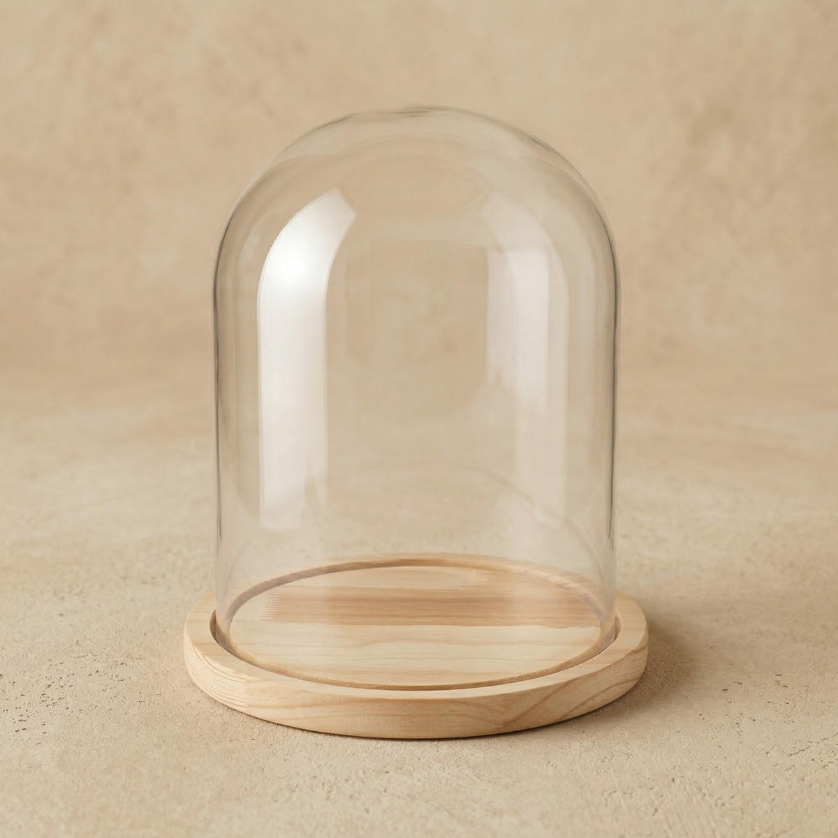 DEKOGLOCKE mit Glassturz Aura 23/23/30 cm - Beige, Glas (23/30/23cm) - SCENA LIVING