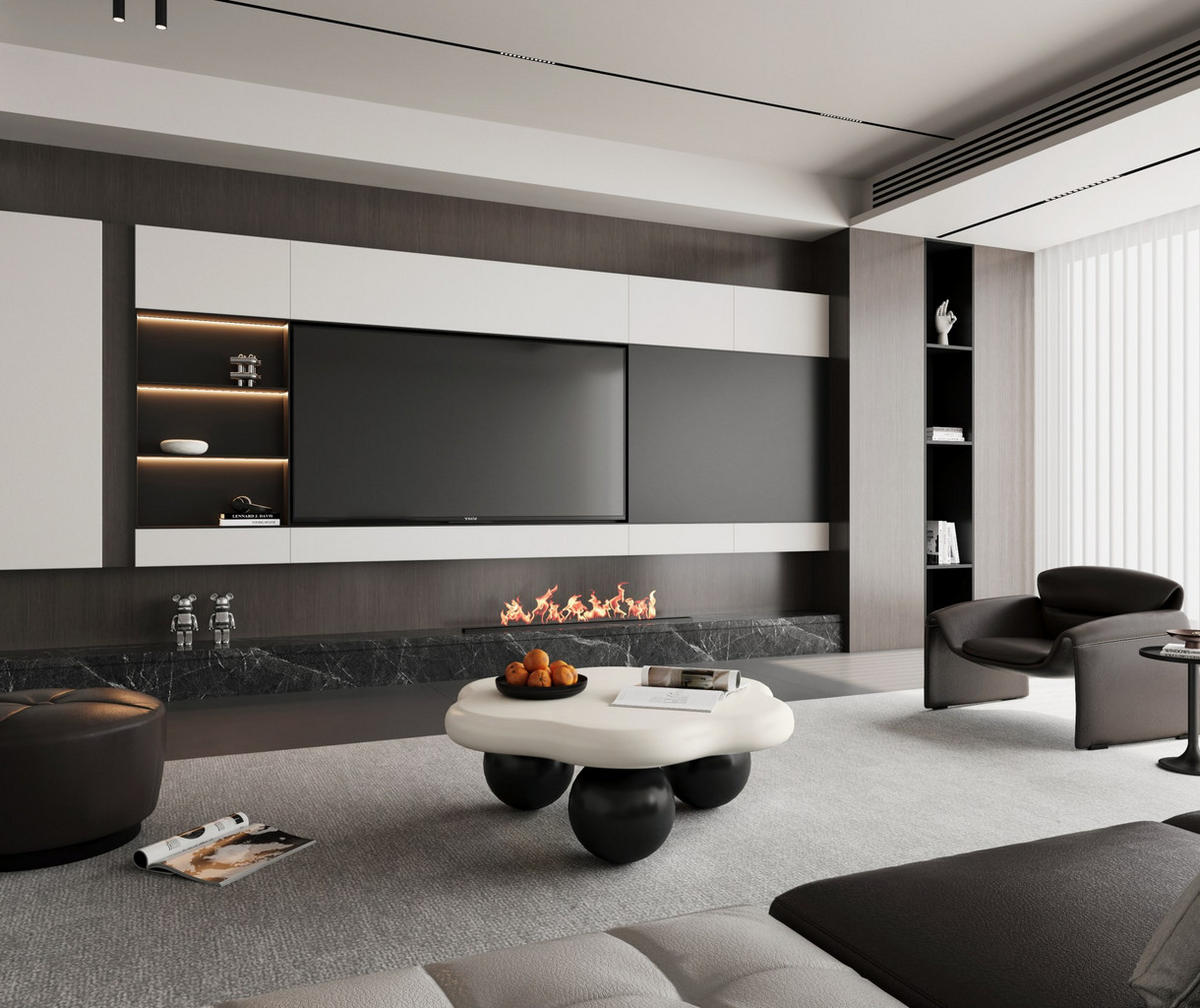 COUCHTISCH Wolkenform Ø 80 cm MDF Black White - Schwarz, Kunststoff (79/79/31cm) - Meubliv
