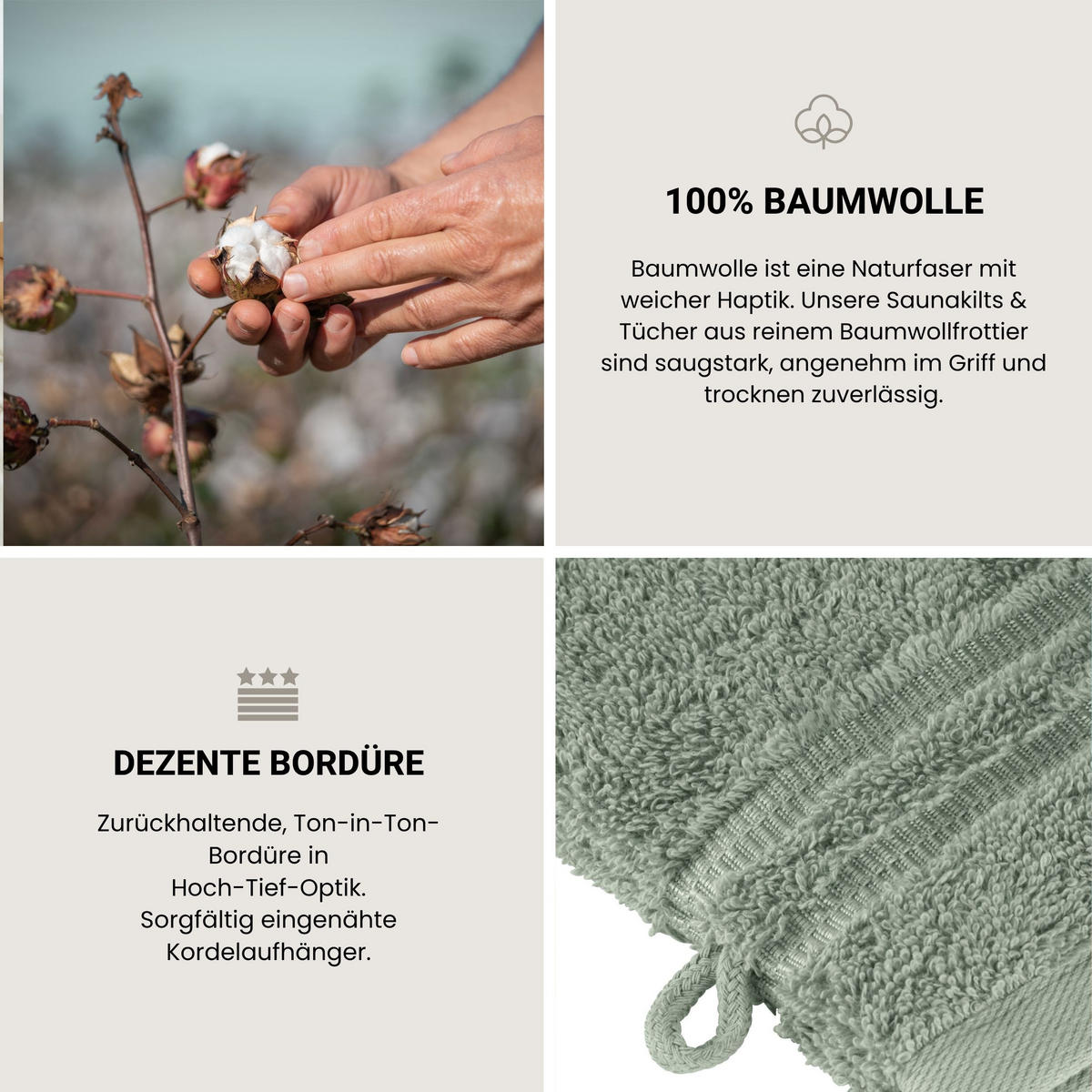 WASCHHANDSCHUHSET Milano - 5-teilig - 16x22 cm - Hellgrün - Hellgrün, Textil (16/22cm) - SCHIESSER