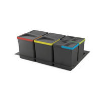 RECYCLINGBEHÄLTER für Küchenschublade mit Boden, Höhe 266mm, 2x15Liter, 2x7Liter, Modul 800mm, Kunststoff, Anthrazitgrau - Anthrazit, Kunststoff (53/30/76cm) - EMUCA