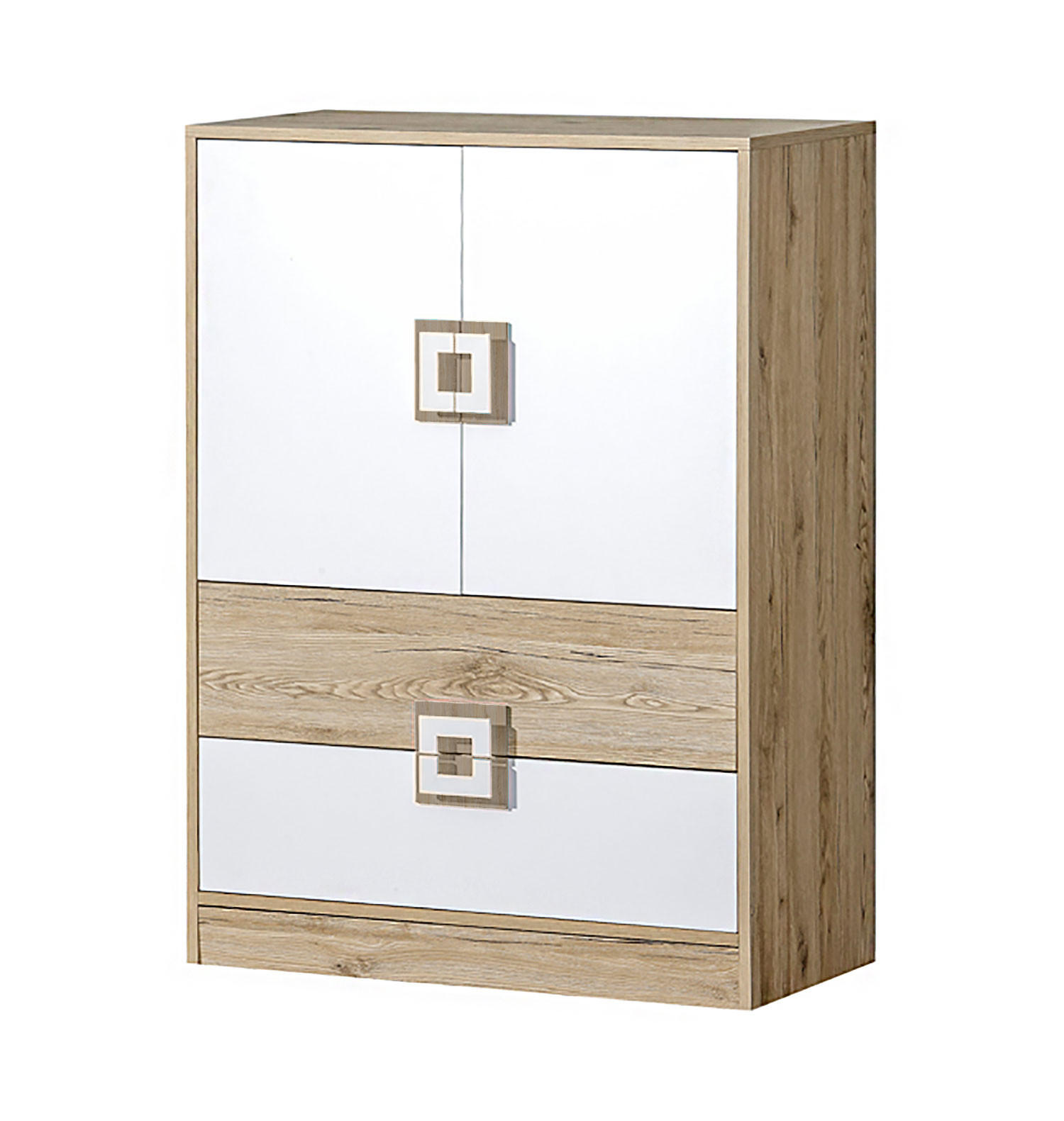 KOMMODE Nico 9 Eiche hell / Weiß-Farbapplikation Eiche hell 80 / 40 / 110 cm - Hellbraun/Weiß, Holz/Holzwerkstoff (80/110/40cm) - Feldmann-Wohnen