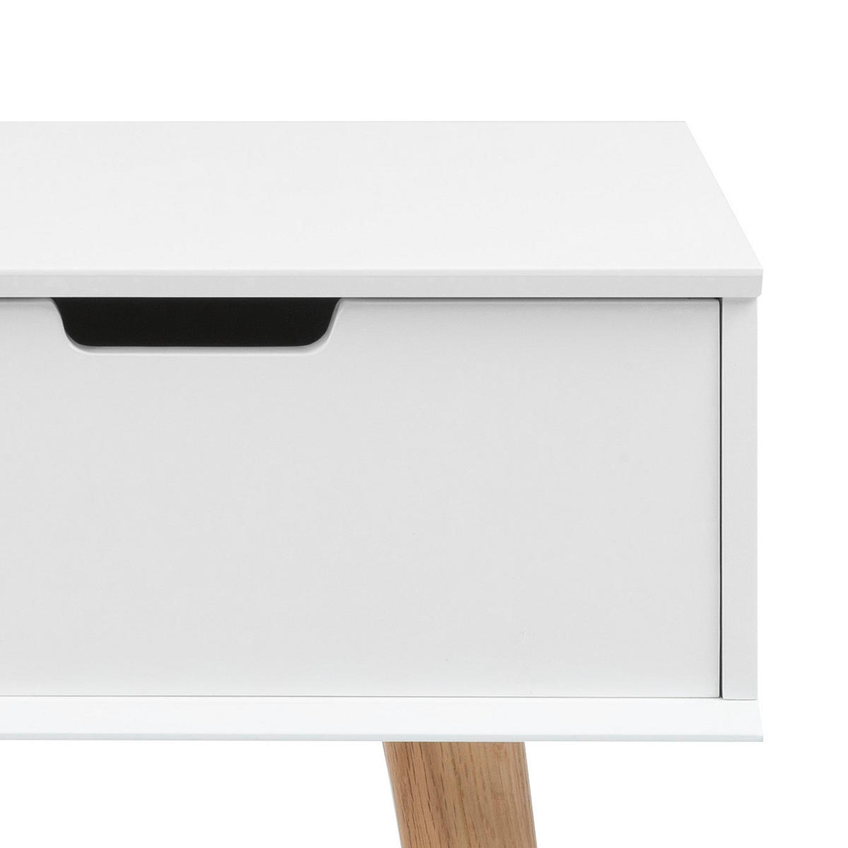 NACHTTISCH - Eiche massiv - Weiß - Weiß, Holz/Holzwerkstoff (40/63/30cm) - home24