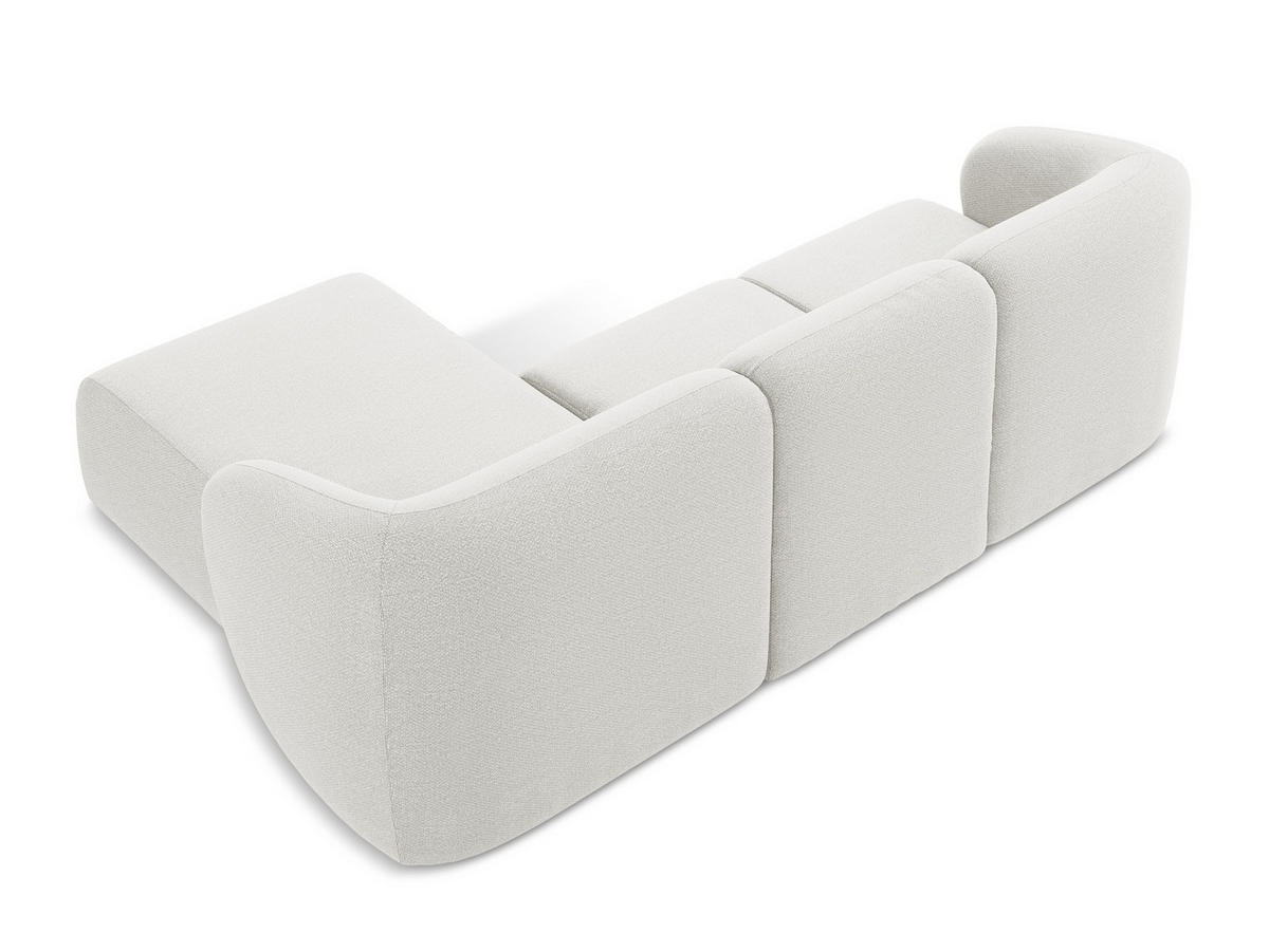 ECKSOFA Rechts Bouclé Stoff Weiß - Schwarz/Weiß, Holzwerkstoff/Kunststoff (248/166cm) - Makamii