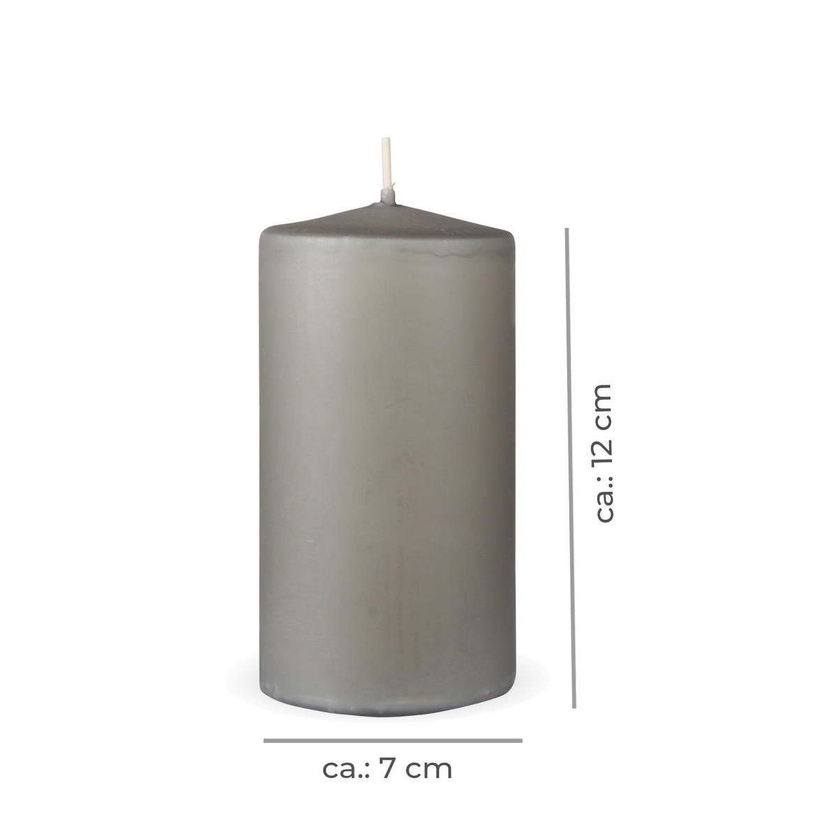 STUMPENKERZEN "Hellgrau", Größe Ø7cm x Höhe: 12 cm - Hellgrau, Naturmaterialien (7/12cm) - HS Candle