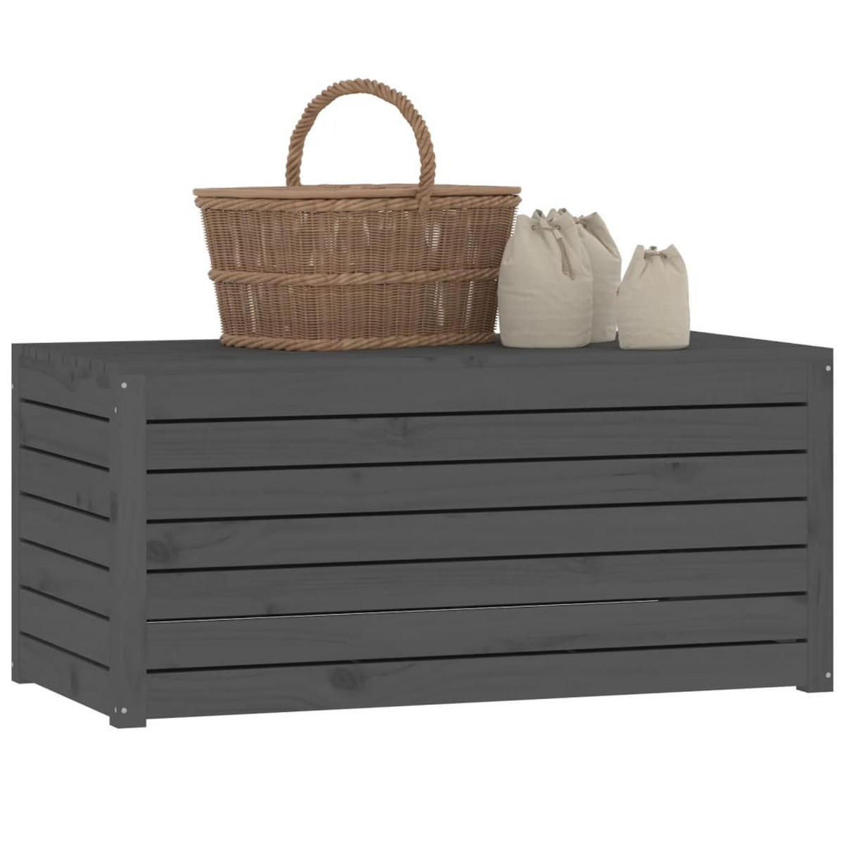 GARTENBOX Grau 101x50,5x46,5 cm Massivholz Kiefer - Grau, Holz (101/46.5/50.5cm) - furnicato