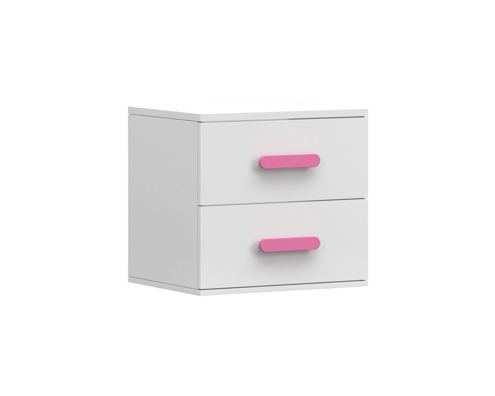 KINDER-NACHTTISCH INGE 22 55/50/44 cm Weiß/Rosa - Weiß/Rosa, Holzwerkstoff (55/50/44cm) - Deine Möbel 24