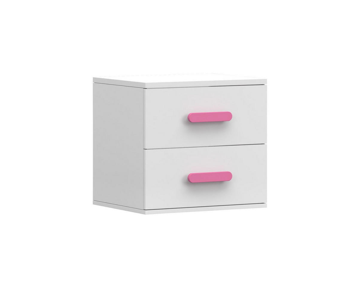 KINDER-NACHTTISCH INGE 22 55/50/44 cm Weiß/Rosa - Weiß/Rosa, Holzwerkstoff (55/50/44cm) - Deine Möbel 24