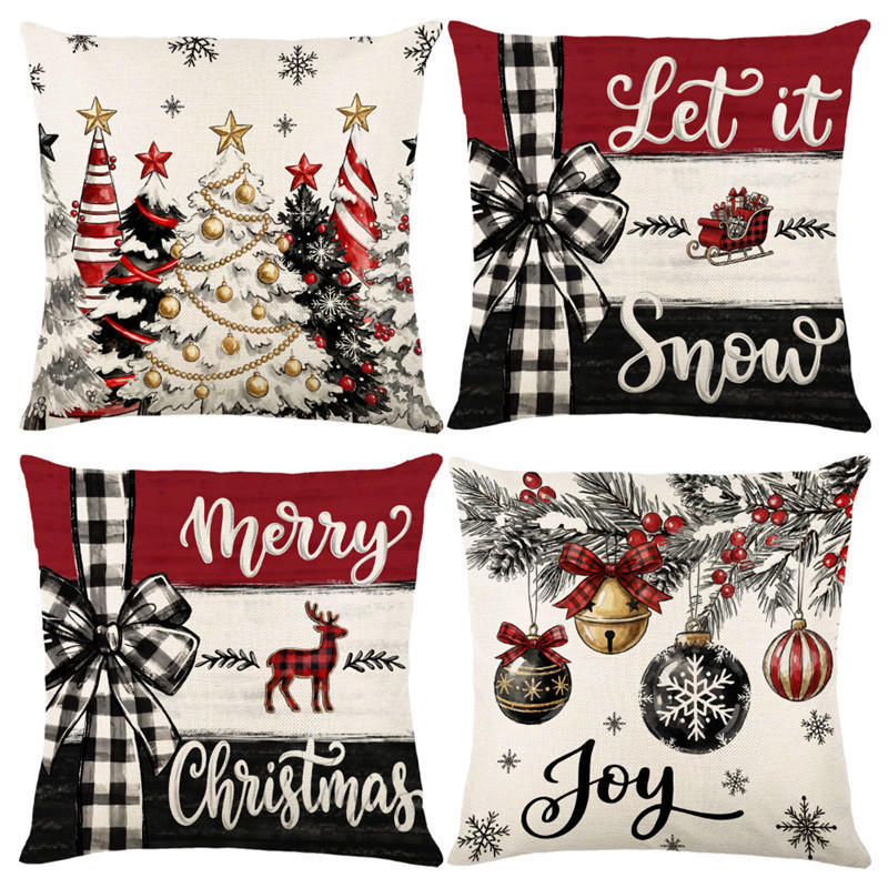 KISSENBEZUG – Weihnachtskissenbezug (Kissenfüllung nicht enthalten) – 45 x 45 cm – Multicolor(vier Stück) - Multicolor, Textil (45/45cm)