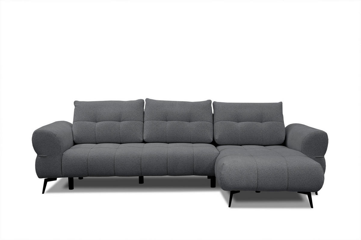 ECKSOFA SALVINI 4-Sitzer, graphitfarben - Schwarz/Graphitfarben, Holzwerkstoff/Textil (292/158cm) - Courtois Laville