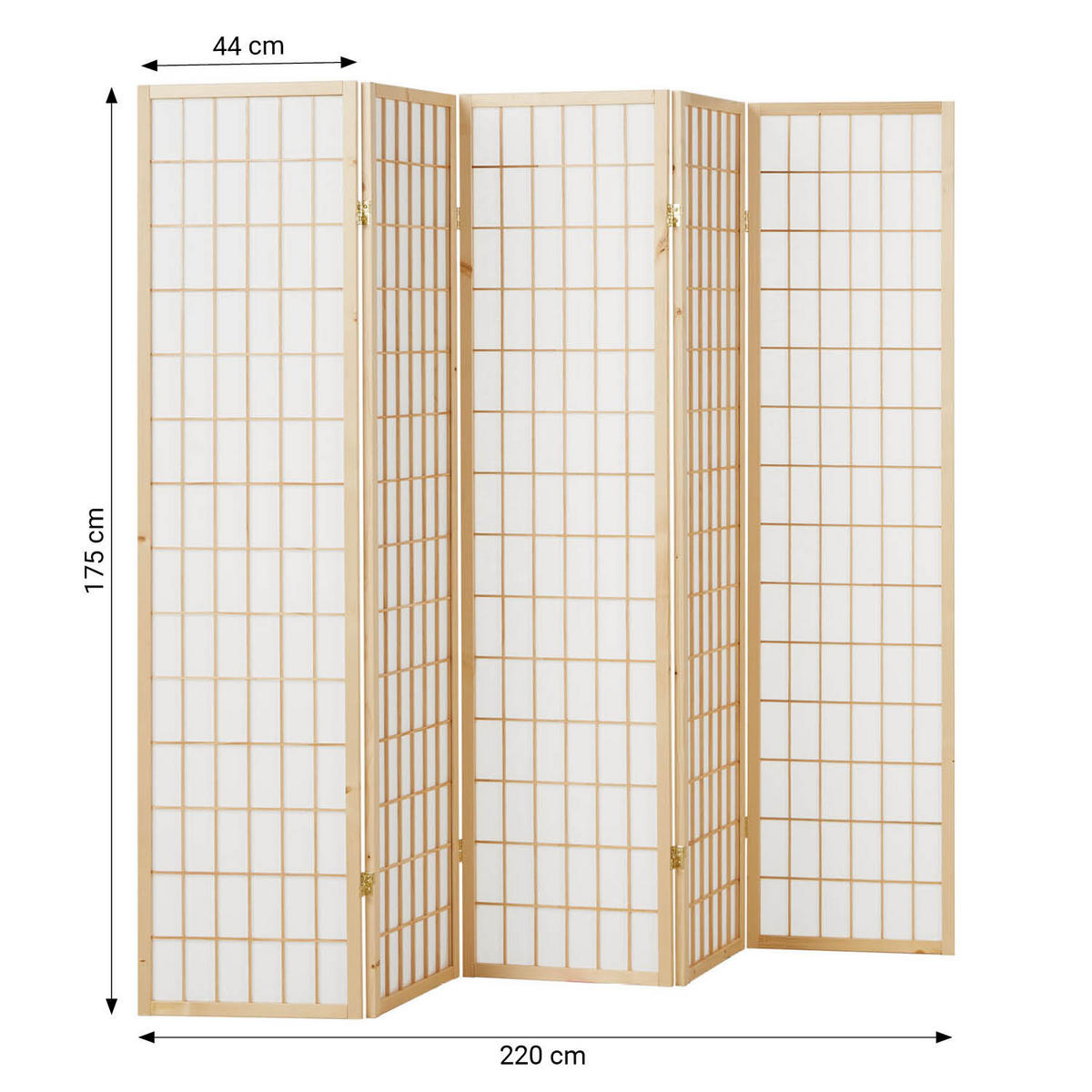 PARAVENT 5-tlg. 220/175 cm Braun Shoji - Braun, Holz (220/175/2cm) - Homestyle4u
