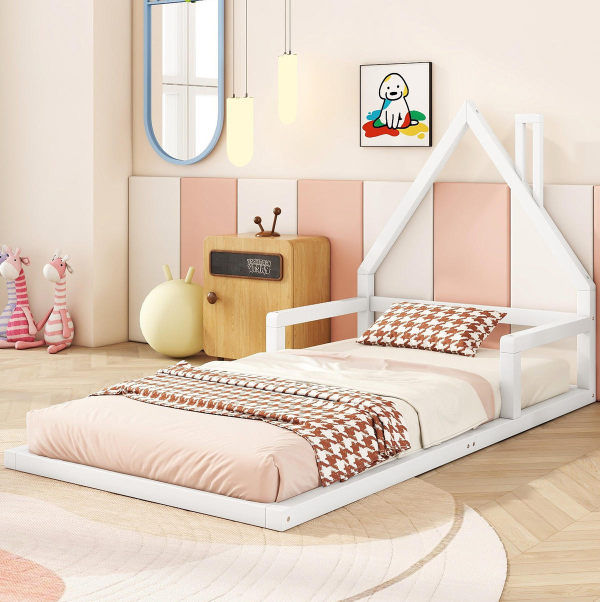 HAUSBETT 90/200 cm Hausform Weiß aus Kiefer massiv - Weiß, Holz (90/200cm) - OKWISH