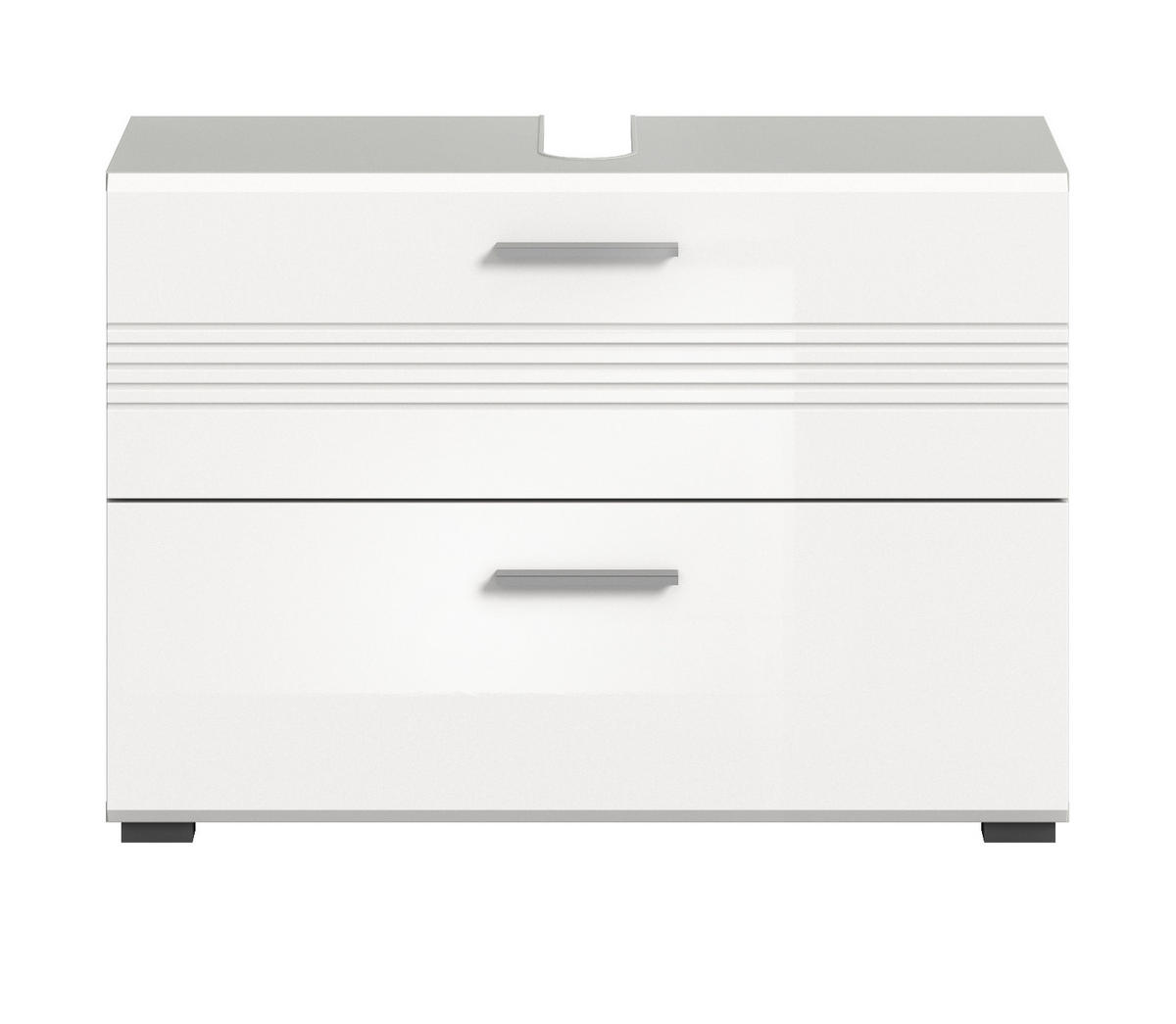 WASCHBECKENUNTERSCHRANK weiß Hochglanz, grau 80 cm - Weiß Hochglanz/Schwarz, Holzwerkstoff/Kunststoff (80/56/32cm) - Inn.Furn