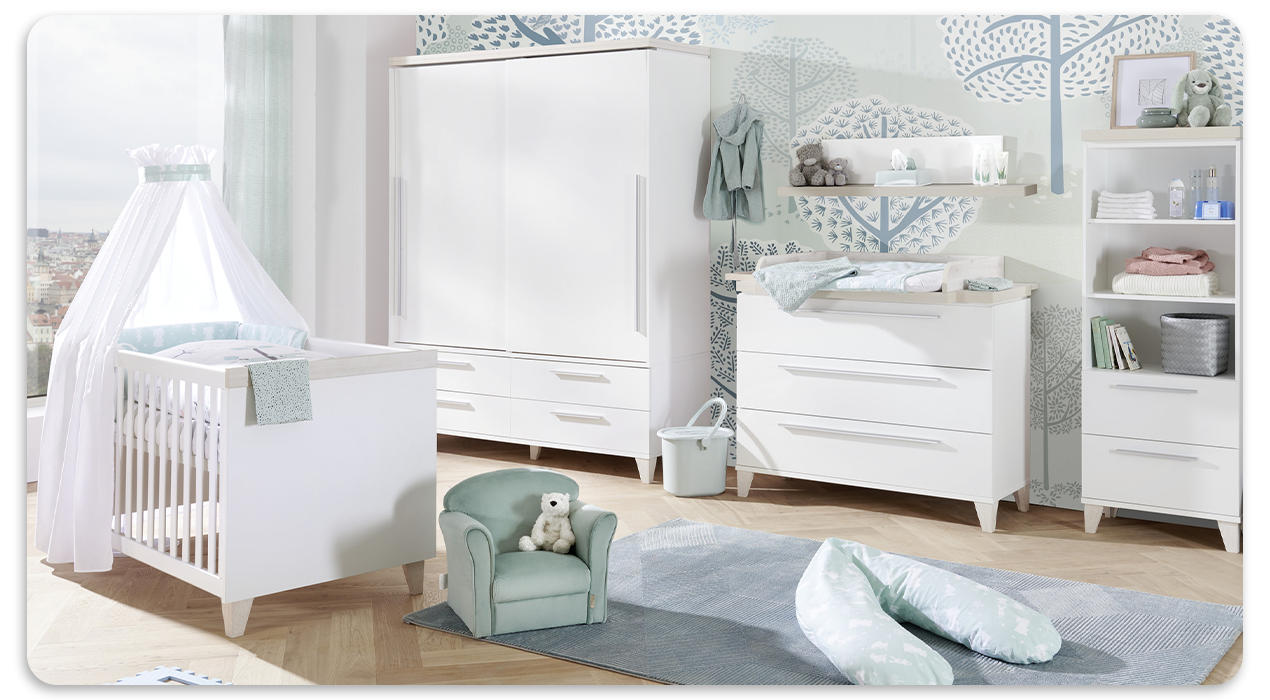 Babyzimmer in blauen Farbtönen