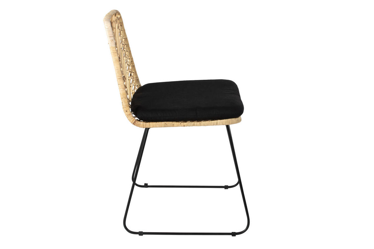 ESSZIMMERSTUHL KAIRO - Beige/Schwarz, Naturmaterialien/Metall (45/80/40cm) - SAM