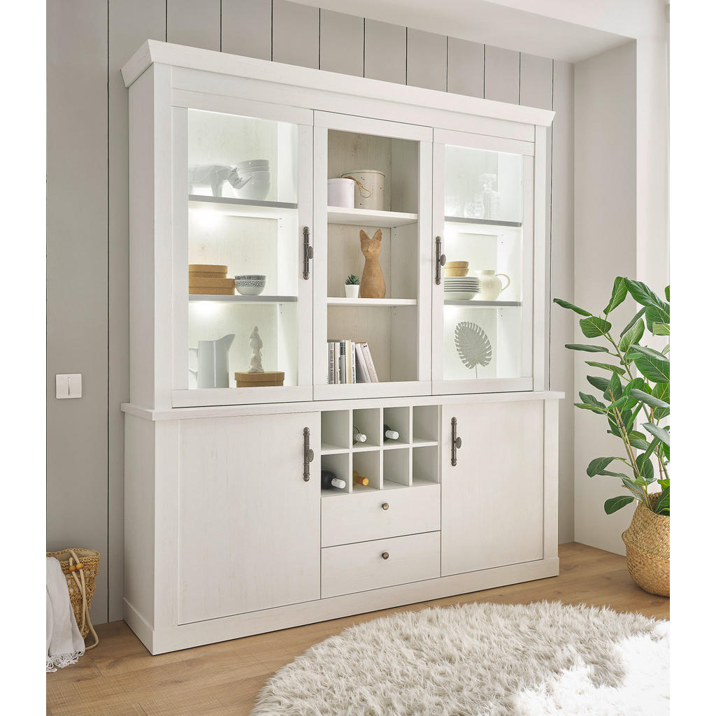 Thumbnail - Furn.Design Buffet, Weiß, Holzwerkstoff, Nachbildung,Pinie, 8 Fächer, 2 Schubladen, 184x205x44 cm, Küchen, Küchenmöbel, ...