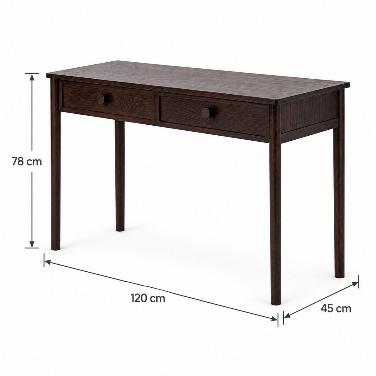 KONSOLENTISCH Rose, Eichenholz und Eichenfurnier, Espresso - Braun, Holz (45/120/78cm) - WOODEK