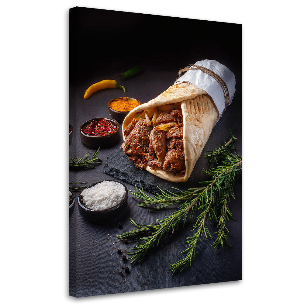 WANDBILD essen kebab restaurant bar - Braun, Textil (40/60cm) - Feeby