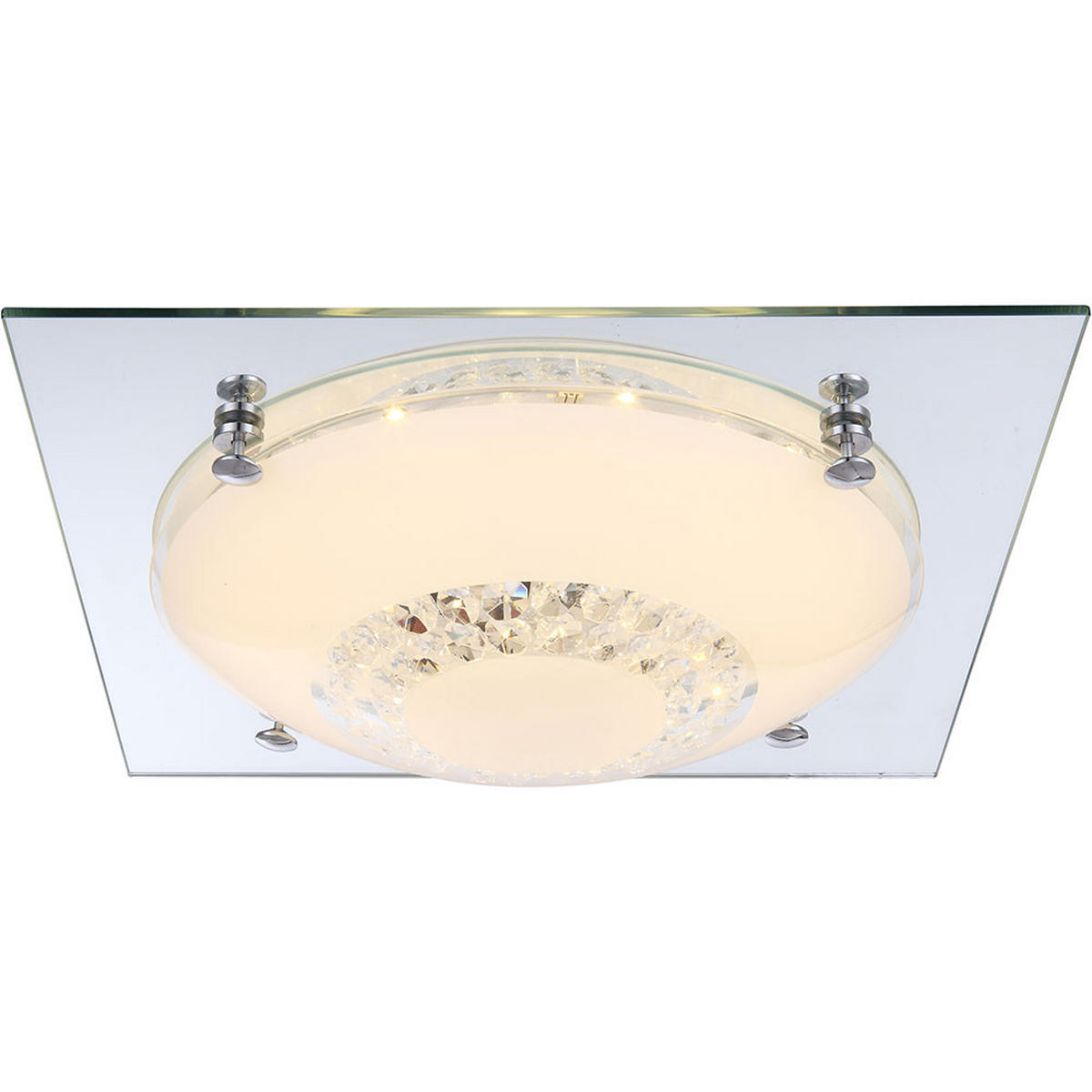 LED DECKENLEUCHTE Kristalle Silber - Silberfarben, Glas (31.5/31.5/8.5cm) - Globo Lighting