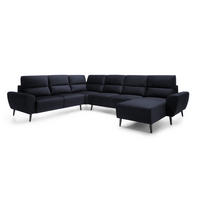 ECKSOFA BOSCO U-Form, Monolith-Stoff, freistehend, mit verstellbaren Kopfstützen, Sofa für Familien, Größe: 340x270x98cm, Farbe: Anthrazit - Anthrazit, Holz/Textil (340/270cm) - DomoHome
