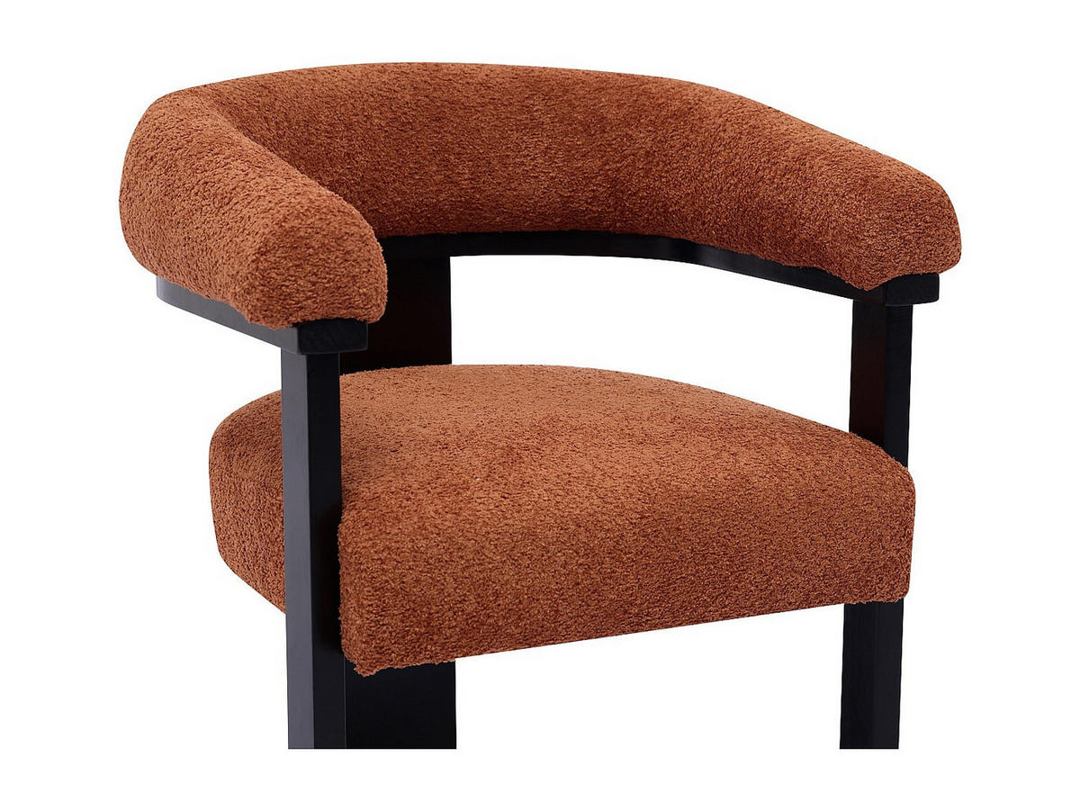 STUHL mit Armlehnen 6er-Set - Bouclé-Stoff & Kautschukholz - Terracotta & Schwarz - LIVELIA - Terracotta, Textil (64/78/60cm) - Vente-Unique