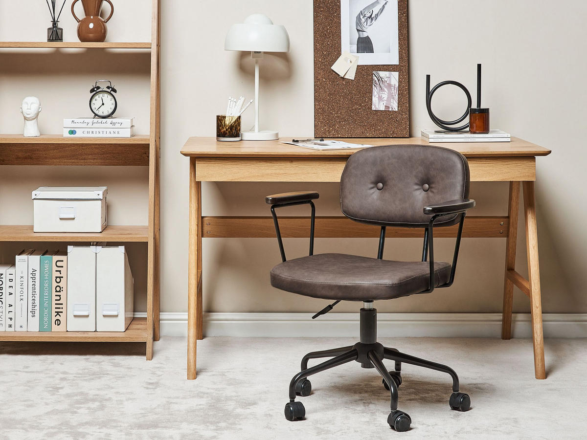 BÜROSTUHL Kunstleder Dunkelbraun Algerita - Dunkelbraun, Textil/Metall (62/77/62cm) - Beliani