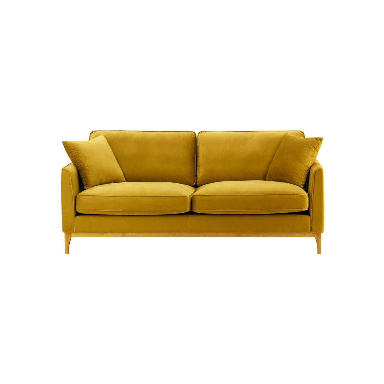 DREISITZER-SOFA Linara-Velluto 8 - Gelb, Holz/Textil (201/91/95cm)