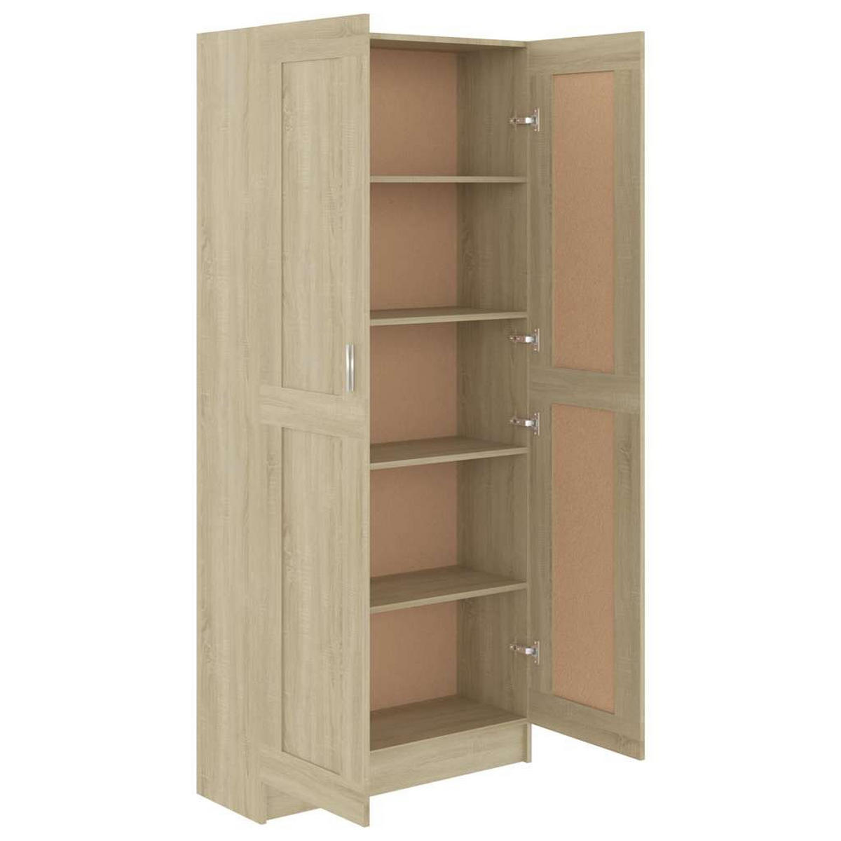 BÜCHESCHRANK mit 5 Fächern, 2 Türen 82,5/30,5/185,5 cm aus Holzwerkstoff Sonoma-Eiche Dekor - Sonoma Eiche, Holz (82.5/185.5/30.5cm) - vidaXL