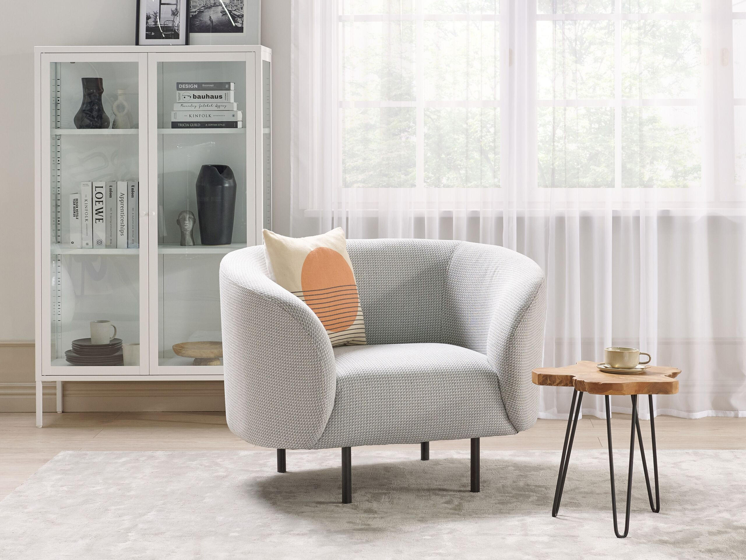 SESSEL Polsterbezug weiß/schwarz Loen - Schwarz/Weiß, Textil (105/79/70cm) - Beliani
