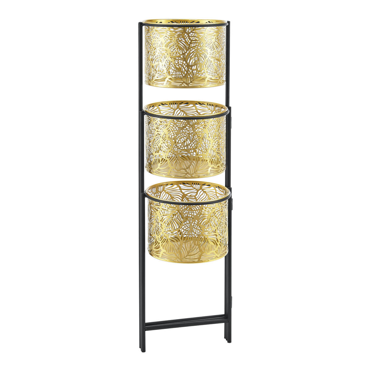 PFLANZENSTÄNDER Verrebroek - Messingfarben/Schwarz, Metall (45/80/45cm) - [en.casa]