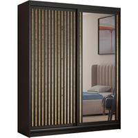SCHWEBETÜRENSCHRANK Donatello 100/205/60 2-türig schwarz mit Spiegel - Schwarz/Eiche Artisan, Holzwerkstoff (100/205/60cm) - Beautysofa