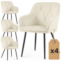 POLSTERSTUHL 4er Set, Metallbeine Creme, Schwarz 54,5/82,5/58 - Creme/Schwarz, Textil (55/83/58cm) - RAUMHIRSCH FURNITURE