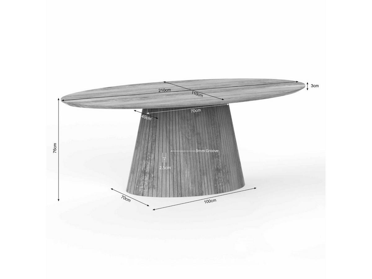 ESSTISCH Helena Oval 210 cm X 110 cm Taupe - Taupe, Holz (110/210/76cm) - Villa Möbel