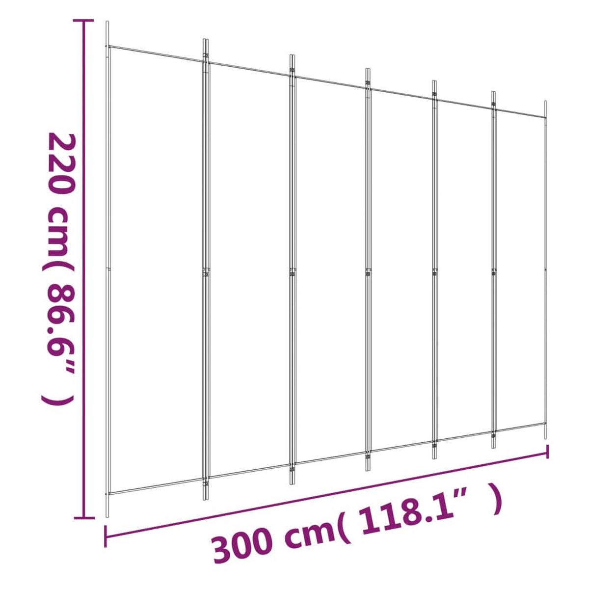 PARAVENT 6-teilig Anthrazit 300/220 Cm Stoff - Anthrazit, Textil (300/220/0.1cm) - vidaXL