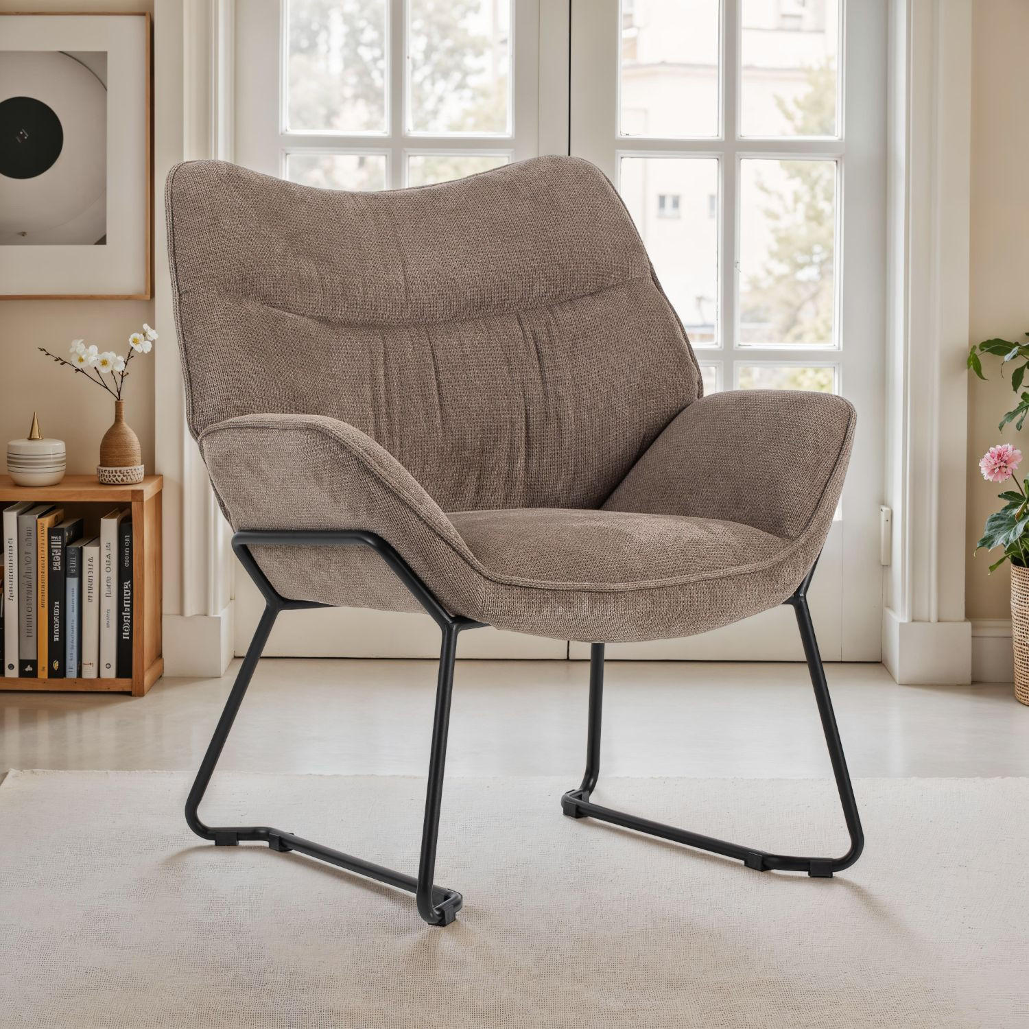 SESSEL Aliano - 4er Set - braun - Schwarz/Braun, Textil/Metall (67/76/73cm) - bene living