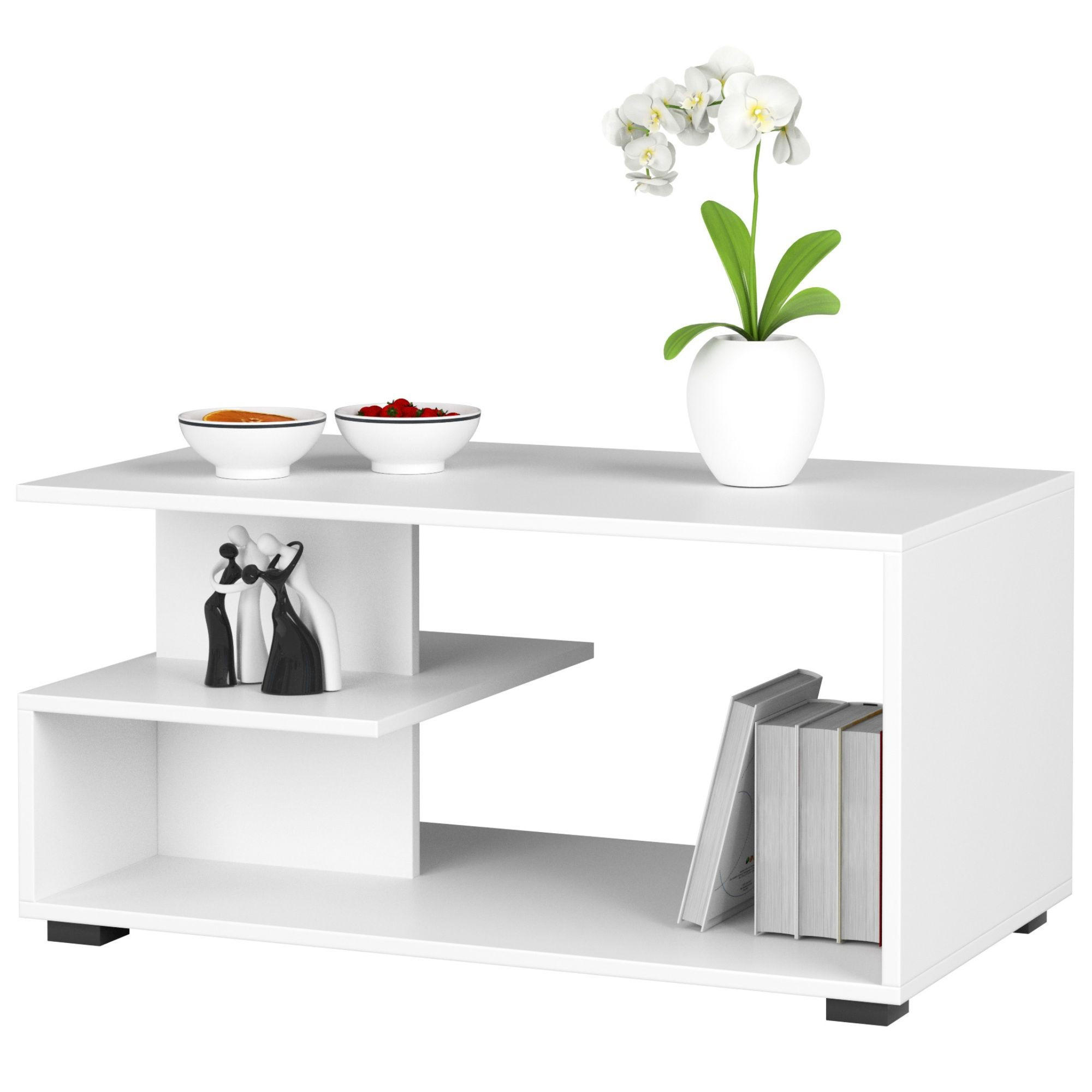 COUCHTISCH Rechteckig Weiß 90/44/50 cm - Weiß, Holzwerkstoff (50/90/44cm) - designimpex