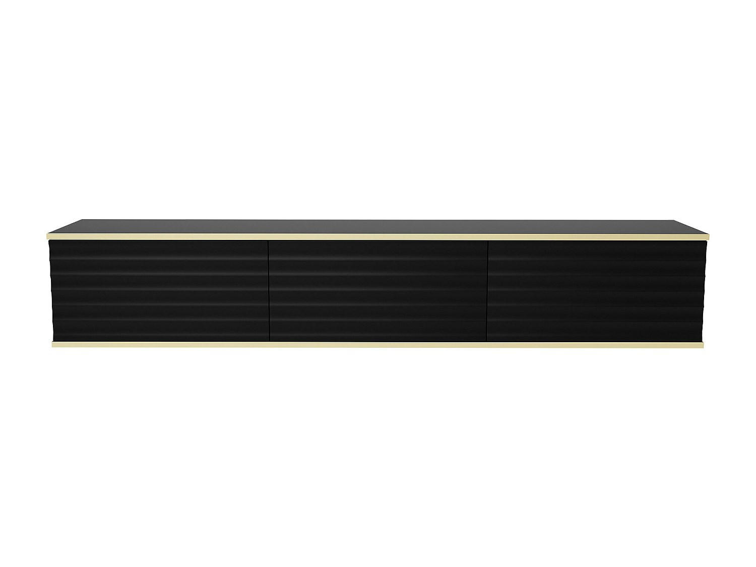 TV-HÄNGESCHRANK - 170 cm x 35 cm - Holz, Platte - Schwarz, Goldfarben - ALESAR - Goldfarben/Schwarz, Holz (170/30/35cm) - Vente-Unique