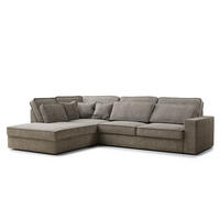 ECKSOFA Kirou Braun Chenille-Stoff - Links Seite - Schwarz/Braun, Holz/Holzwerkstoff (225/311cm) - Maison de Reve